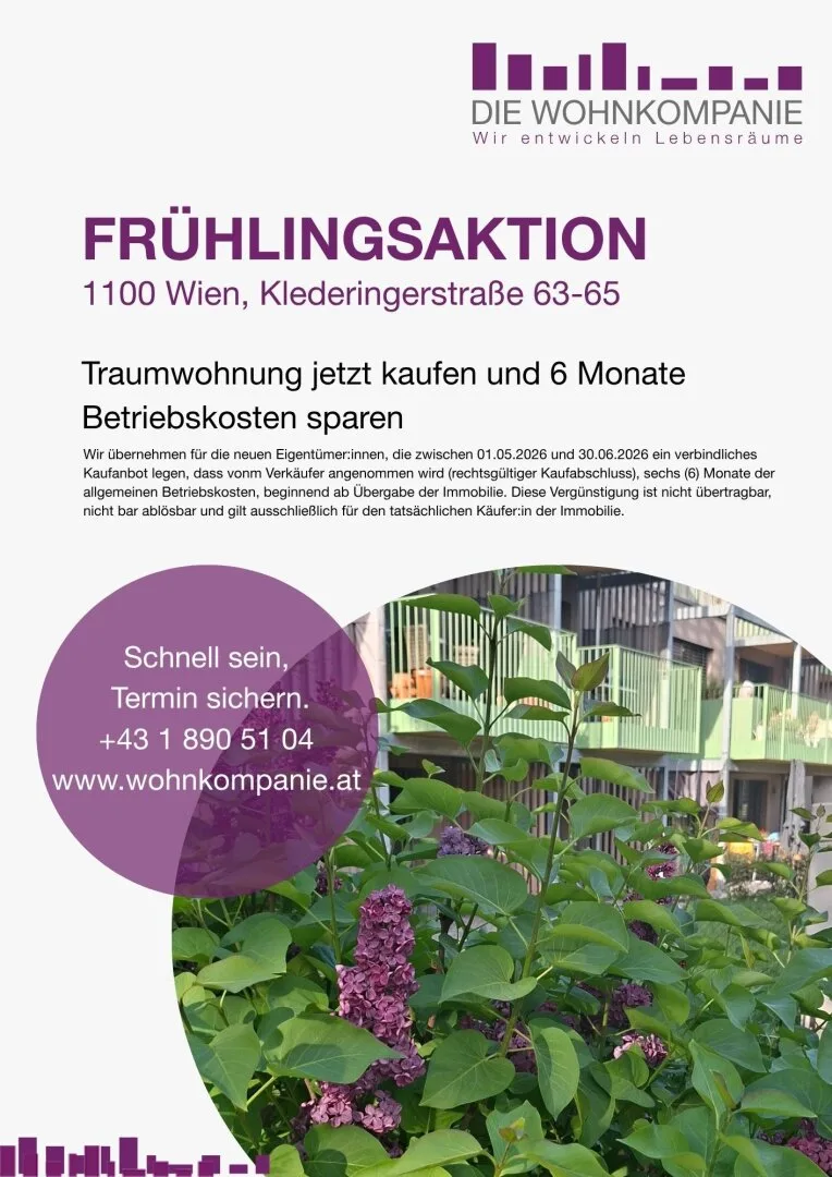 Frühlingsaktion! 6 Monate Betriebskosten sparen - PROVISIONSFREI