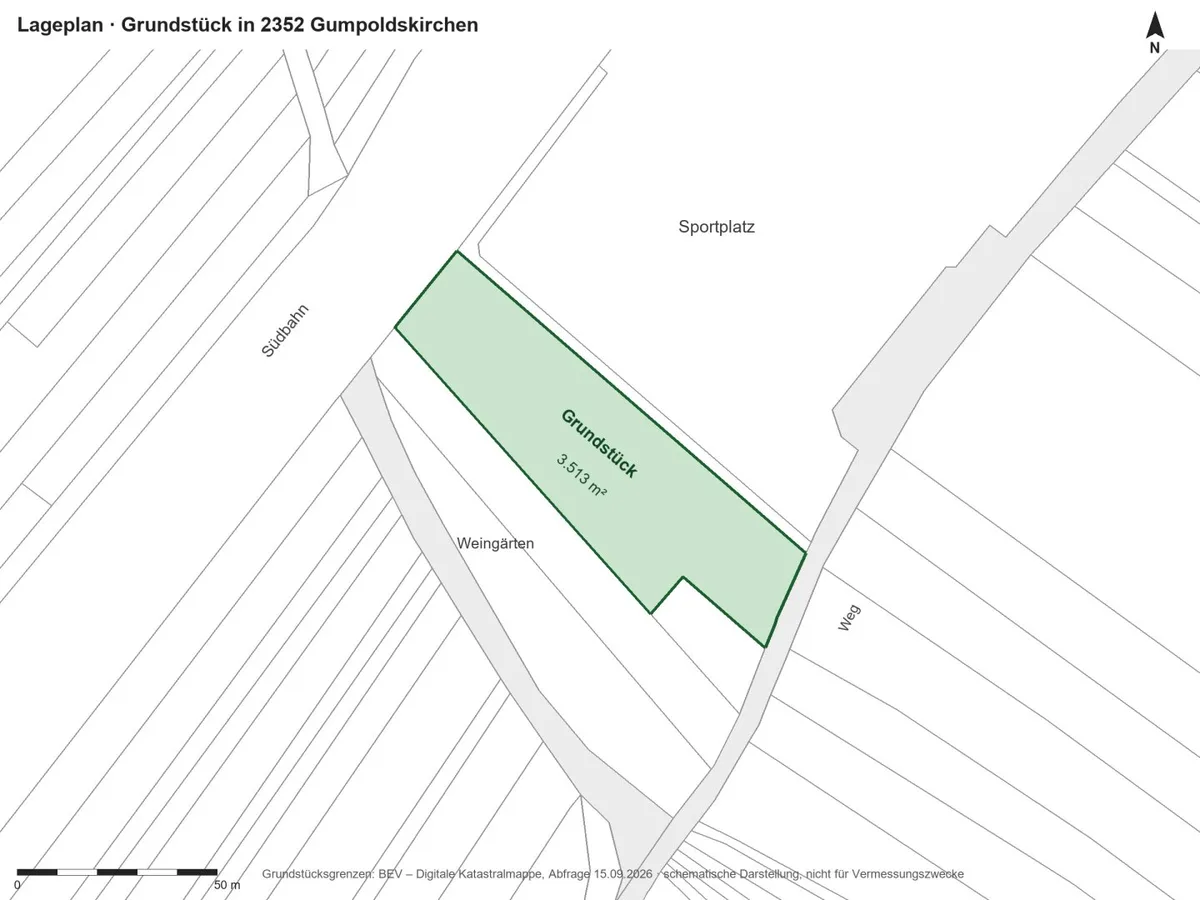 Grünland für Sport und Freizeit neben dem Sportplatz Gumpoldskirchen