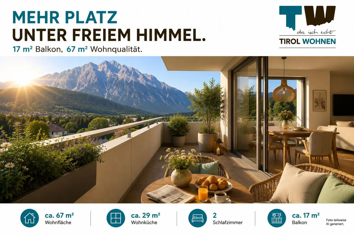 Mehr Platz unter freiem Himmel. 17 m² Balkon. 67 m² Wohnqualität.