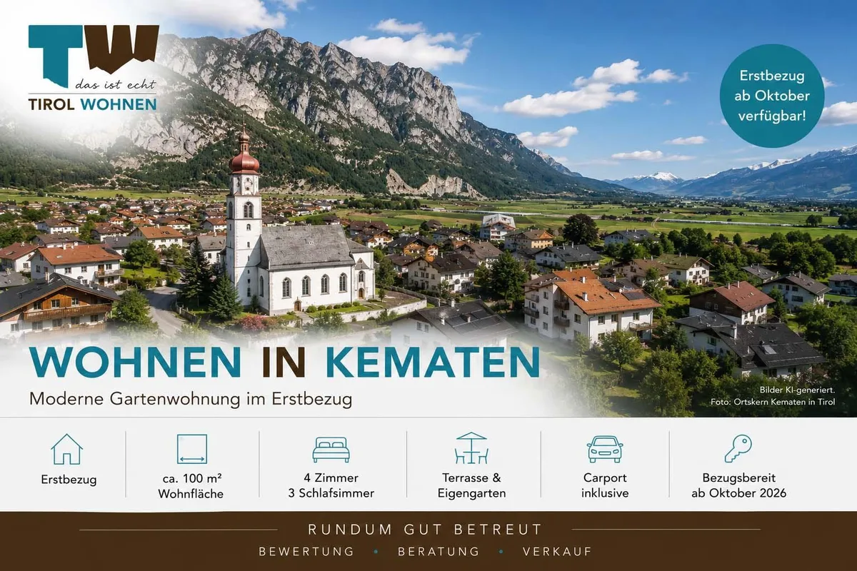Erstbezug mit Garten – modernes Wohnen in Kematen in Tirol