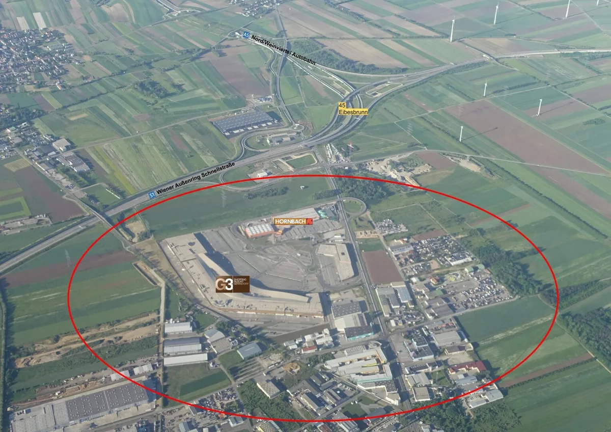 Seyring / Lagerhallen (ca. 2.400 m² bis ca. 6.500 m²) & Freiflächen (ca. 3.300 m² bis ca. 13.850 m²) in TOP-Lage nahe G3 Gerasdorf zu mieten