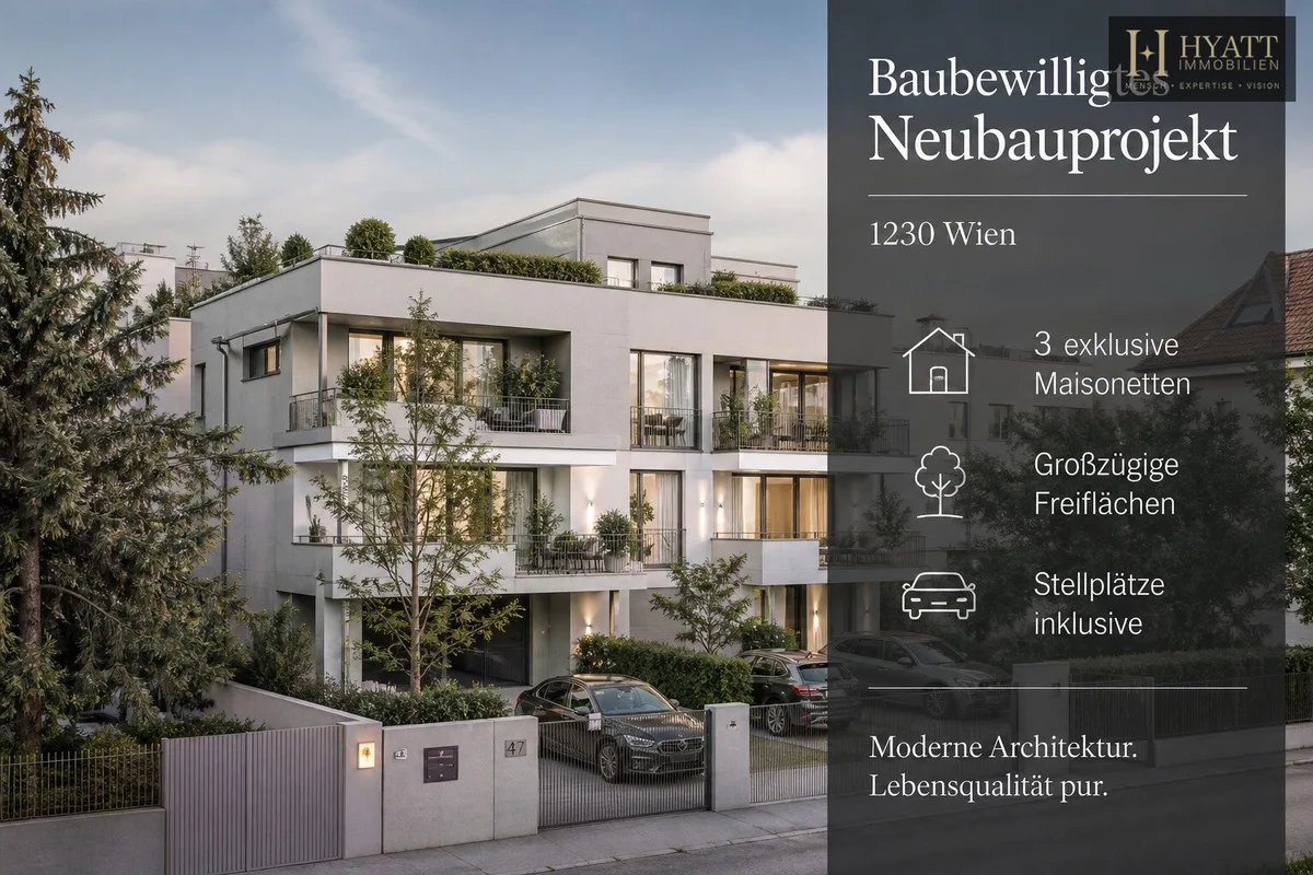 Baubewilligtes Neubauprojekt in 1230 Wien – 3 exklusive Maisonetten mit Freiflächen und Stellplätzen