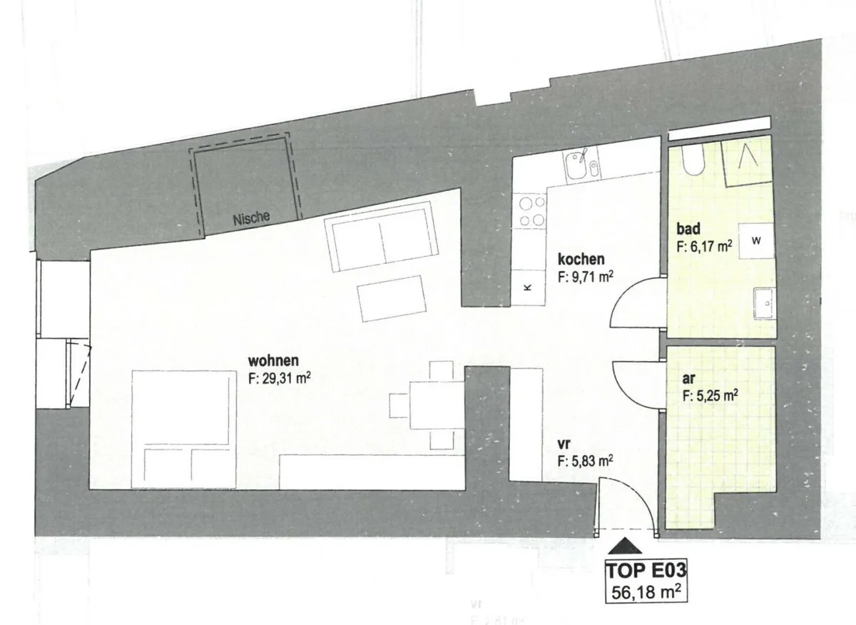 Anlegerwohnung Top E03, Garconniere mit getrennter Küche, dzt.. vermietet,  Innsbruckerstraße 15, 6130 Schwaz